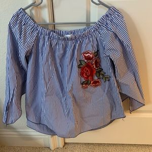 Embroidered Off the Shoulder Top